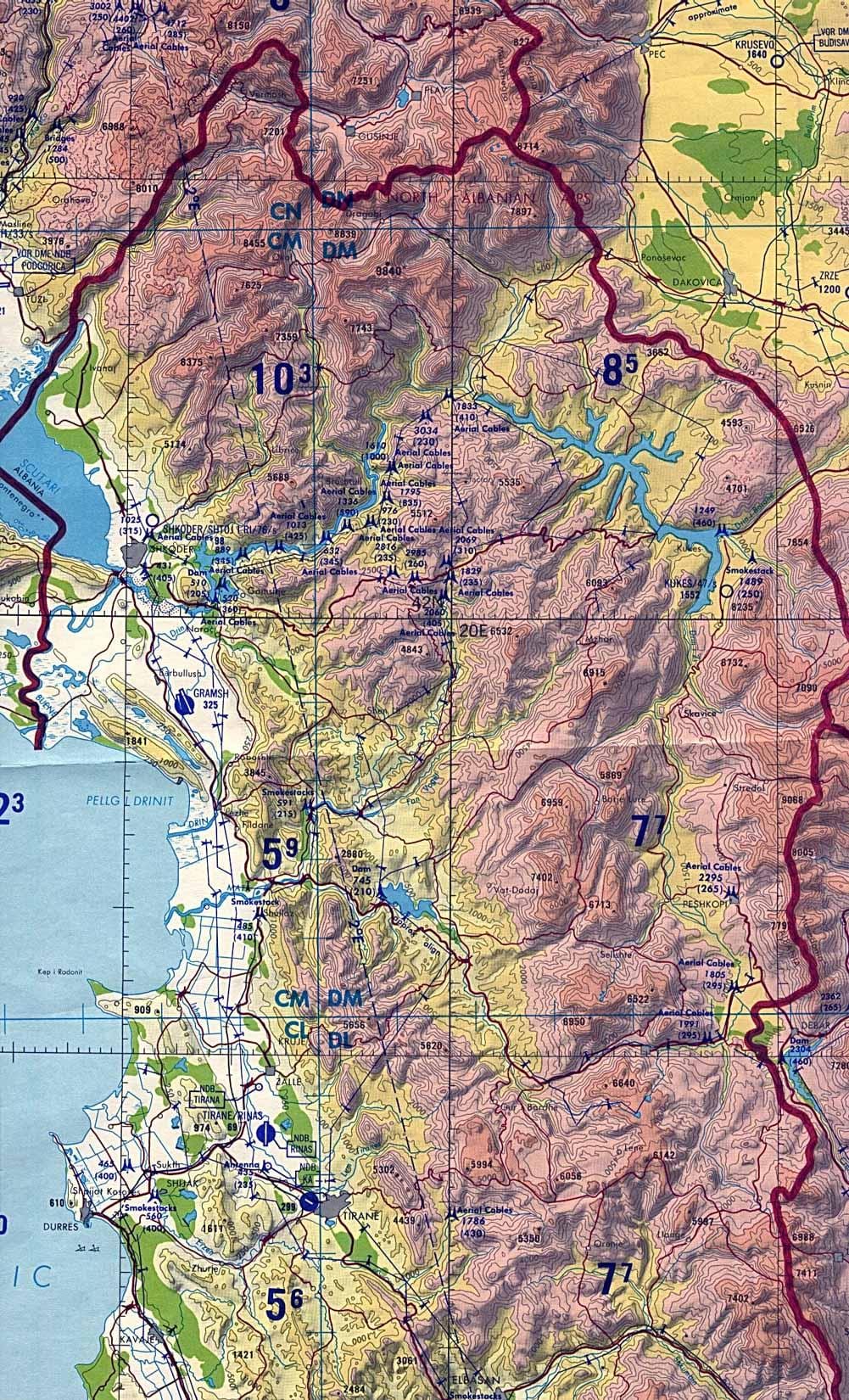 வரைபடம் அல்பேனியா topographic
