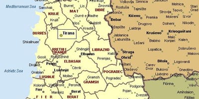 வரைபடம் அல்பெனியன் கடற்கரையில்